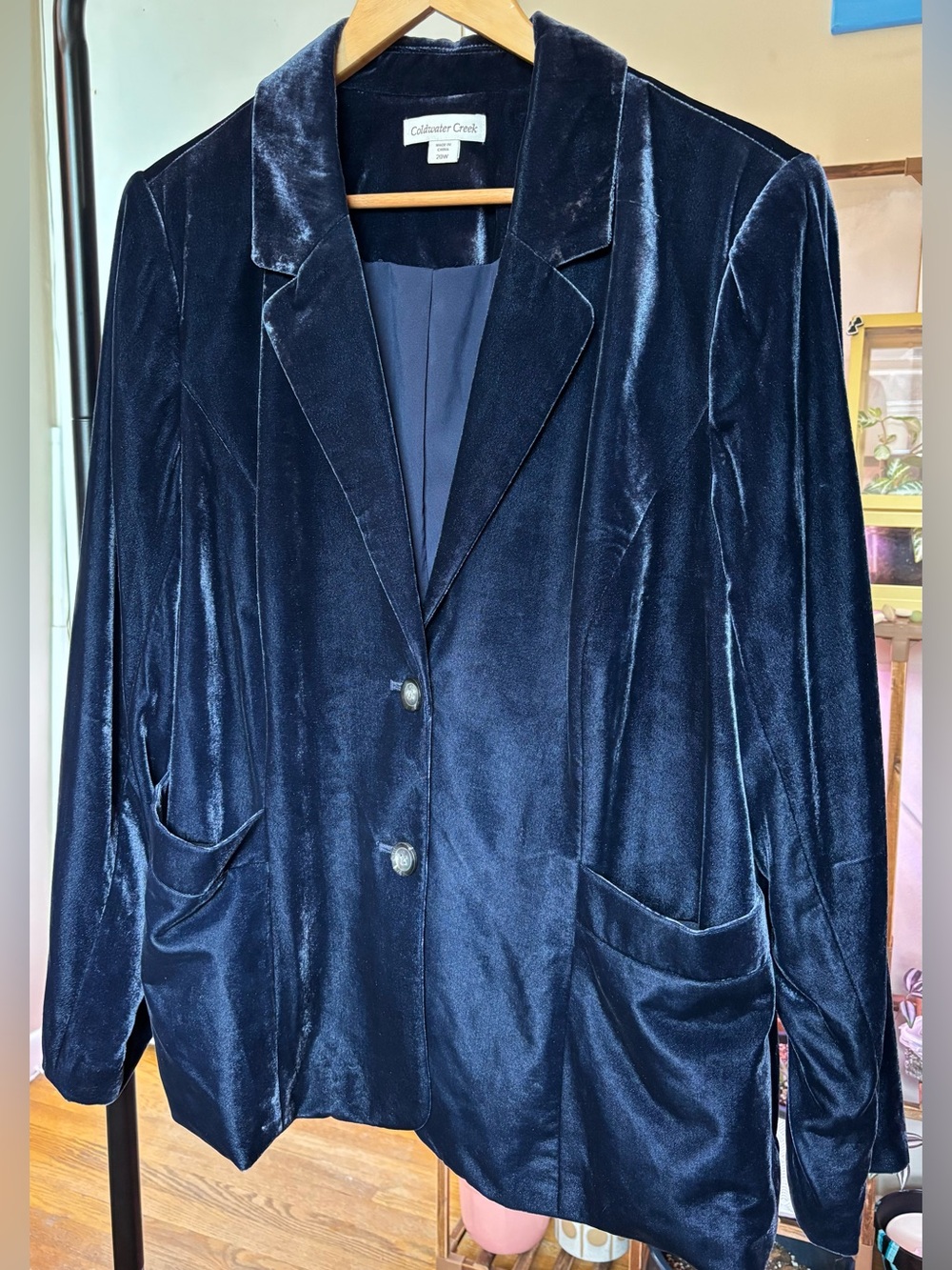 Coldwater Creek Navy Velvet Blazer Jacket